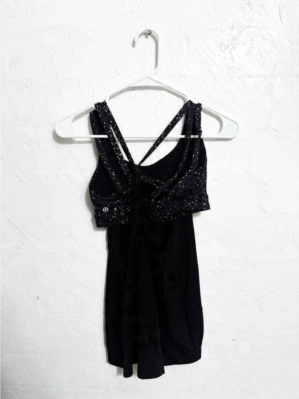 lululemon athletica Black Layered Tank with Speckled Bralette- Size 6